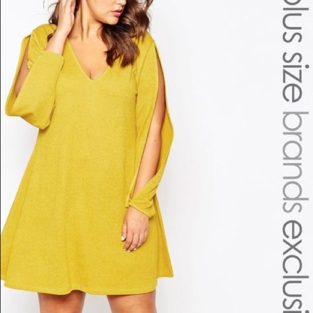 Pink Clove from ASOS CURVE Mustard dress size 16